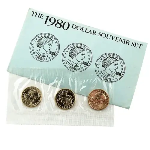 1980 Susan B Anthony Souvenir Set- Three Coin